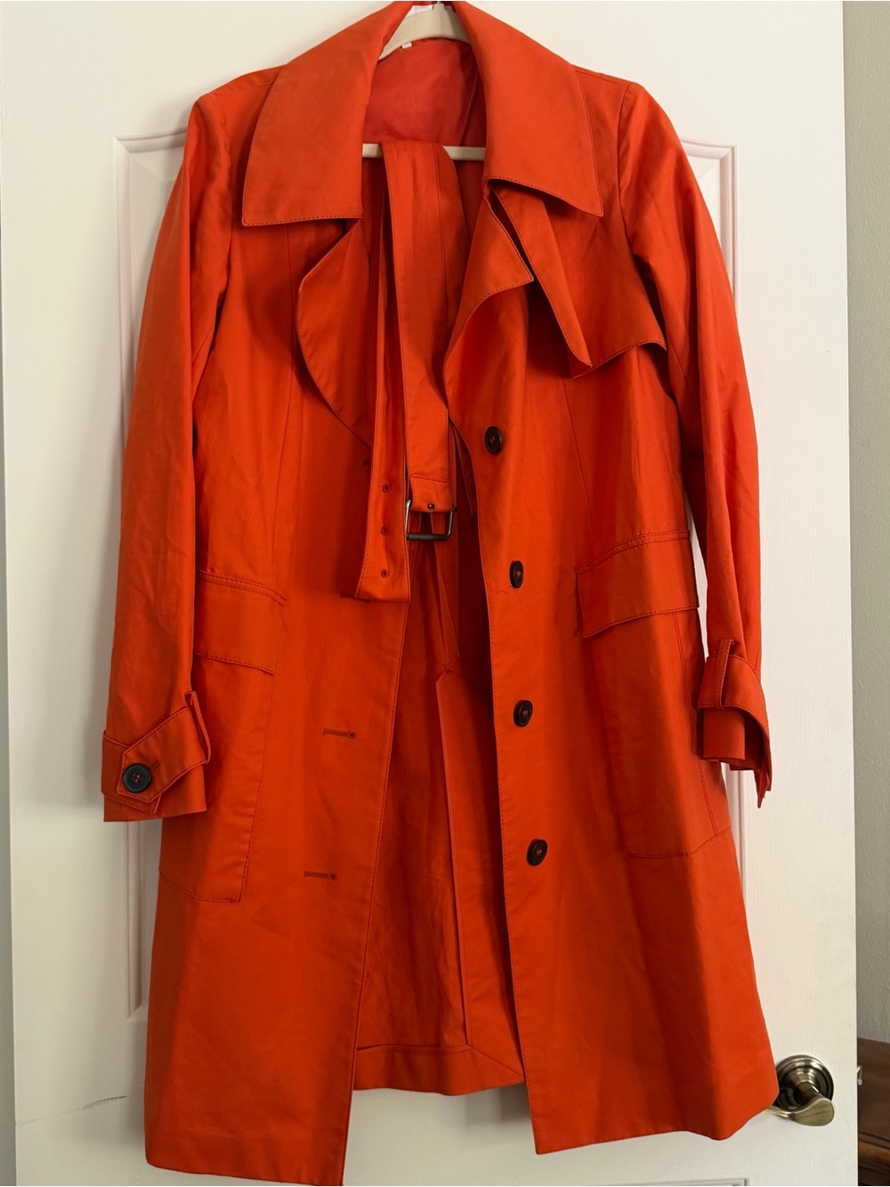 Derek Lam 10 Crosby Orange Belted Trench Coat Designer Jacket